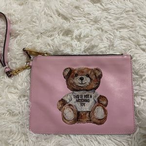 Moschino Women Pink Teddy Bear Wristlet.